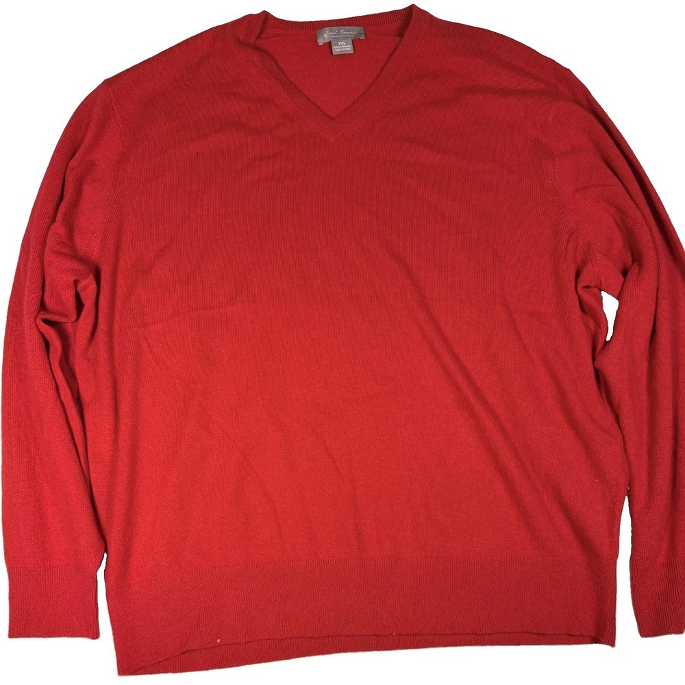 Daniel Cremieux Sweater Mens 2XL Red 100% Cashmere V‎ Neck Lightweight Knit